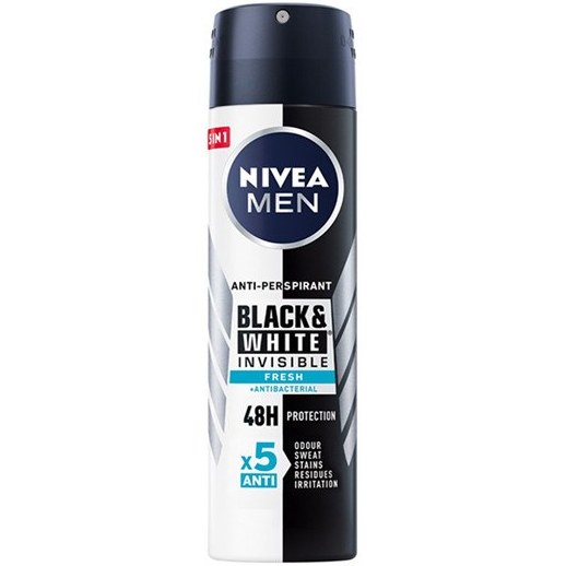 اسپری بدن مردانه مدل Black & White Invisible Fresh با ماندگاری 48 ساعته