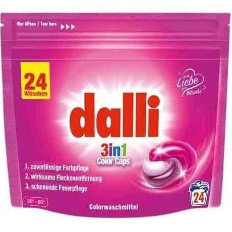 قرص ماشین لباسشویی آلمانی 3 در 1 دالی Dalli 3w1 Color مناسب لباس های رنگی 24 عددی